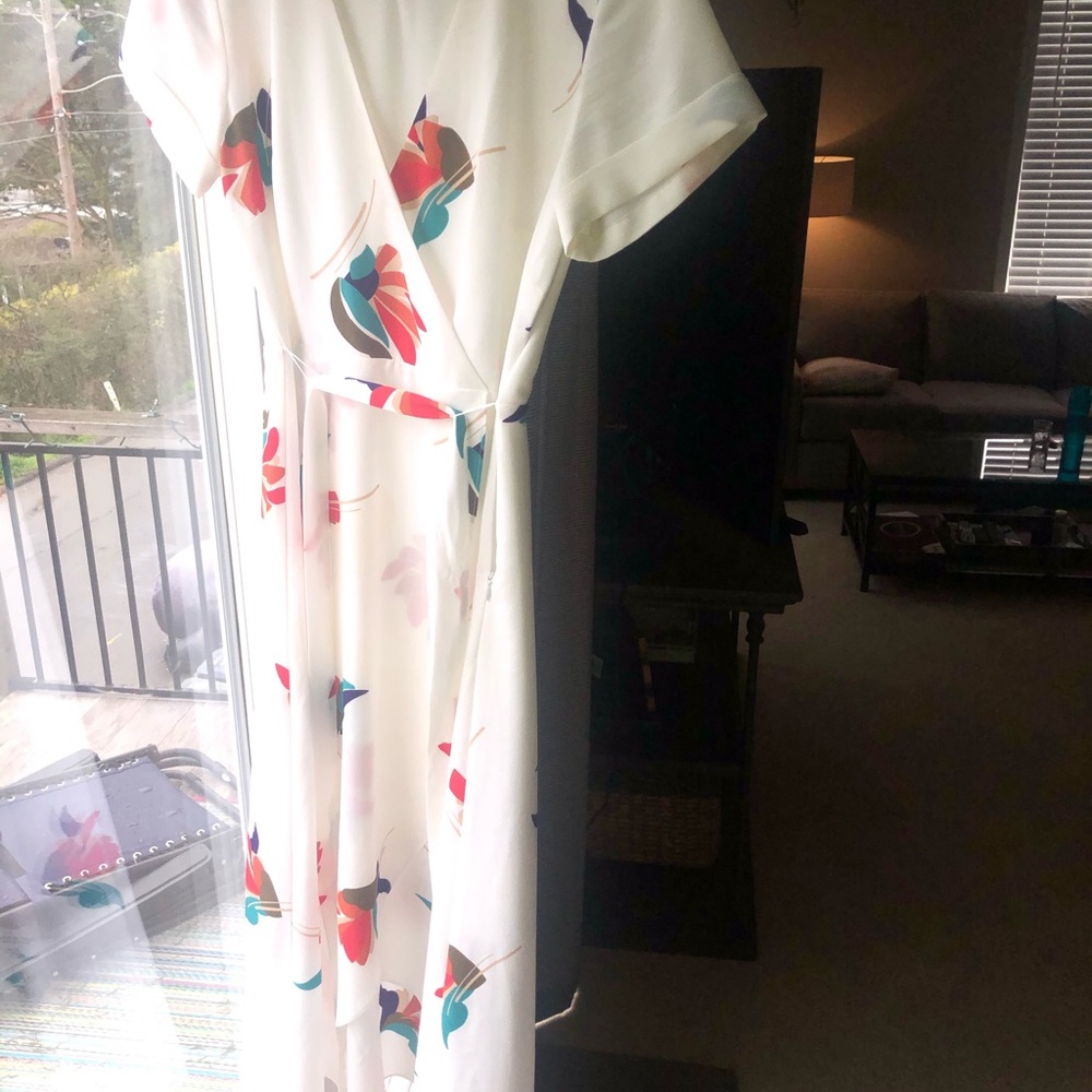 Madison white floral wrap dress